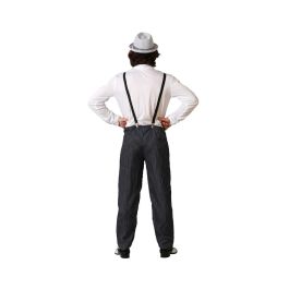 Déguisement Gangster Homme Adulte Noir - Costume Complet 4 Pièces (Pantalon, Chemise, Cravate, Bretelles) pour Fête et Carnaval - Taille XS-S