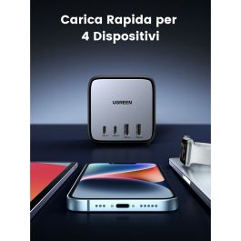 UGREEN DigiNest Cube Multiprise 3 prises AC + 2 ports USB-C + 2 ports USB-A Charge Rapide 65W 1.8m Gris/Noir