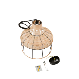 Lampe Suspendue Rotin Quetzaltenango Style Naturel Boho-Chic Compatible E27 SKD-P80054