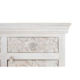 GINER Y COLOMER - Buffet en bois de manguier massif style ancien couleur blanc vieilli - 4 portes, 4 tiroirs - 180 x 100 x 40 cm