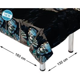 Mantel de table Halloween avec motif de calaveras, décoratif, noir, résistant et facile à nettoyer, pour fêtes et soirées à thème Precio: 1.968. SKU: B13JR375T5