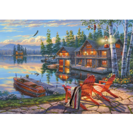 Schmidt Spiele Puzzle 1000 Pièces Sur les rives du lac Loon, New York - Paysage - Dès 12 ans