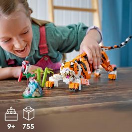 LEGO Creator 3-en-1 Su Majestad el Tigre 31129 Jouet Animal Tigre Panda Poisson pour Garçon et Fille dès 9 Ans