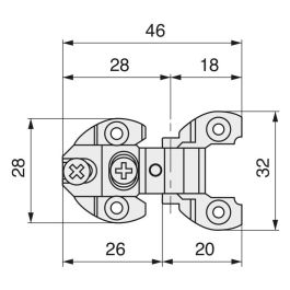 H.GIL Toledo Charnière Style Canto 32 Finition Nickel