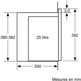 Bosch BFL554MS0 Micro-ondes encastrable Série 6 - Noir/Inox - 900 W - 7 programmes AutoPilot - Affichage LED tactile - 59.4 x 38.8 x 38.3 cm
