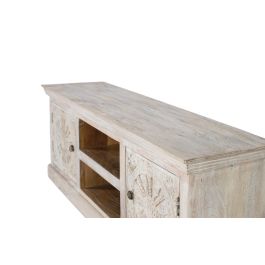GINER Y COLOMER Buffet TV avec 2 portes, 2 espaces de rangement et 2 étagères en bois de manguier massif - Finition couleur sable