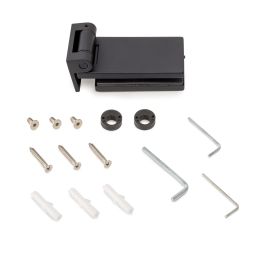 Emuca Charnière pour porte en verre avec garniture, charnière horizontale avec embout de 40mm, pour porte de 8-12mm, aluminium et acier, peinte en noir