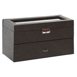 Boîte à bijoux Home ESPRIT Marron Polyuréthane Verre Bois MDF 27,5 x 11 x 15 cm