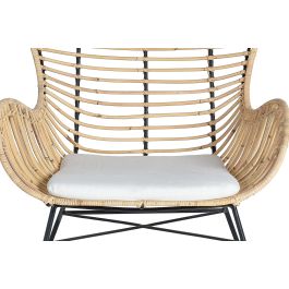 GINER Y COLOMER Lot de 2 chaises en rotin et métal avec coussins - Assise 50x50 cm, dossier 56 cm - Couleur Naturelle