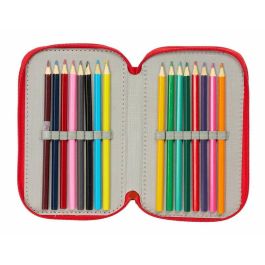 Pochette à crayons triple Mickey Mouse Rouge 12,5 x 19,5 x 5,5 cm 37 Pièces