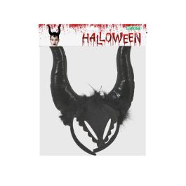 Diadema Diadème Halloween à cornes noir brillant femme adulte - Accessoire costume sorcière, démon, fantasme et méchante