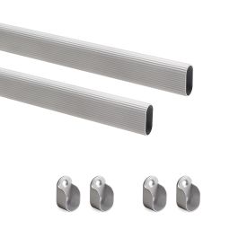 Emuca Lot de 2 rails de 0,75 m avec supports, Aluminium et Zamak, Anodisé mat