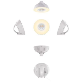 CGV CR ARUNA Radio-réveil Simulateur d'Aube, 6 Couleurs Ambiantes, Blanc, Chargeur USB