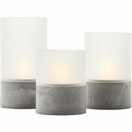 Brilliant Lot de 3 Lampes de Table LED CANDLE 2500K - Gris et Blanc Mate Plastique et Verre