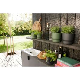 Elho Juego de 2 maceteros redondos Greenville Ø14xH13,4 cm y Ø16xH15,3 cm 7 L Negro