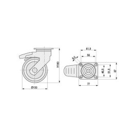 TENTE Roue Pivotante Levina Ø150mm Plastique avec Frein, Bande de Gomme Antihilo, Charge Max 100kg, Usage Industriel et Médical