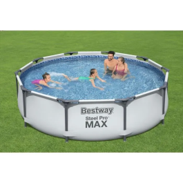 Bestway Steel Pro MAX 56406 Piscine tubulaire avec système FrameLink - Montage facile - Diamètre 305 cm x Hauteur 76 cm