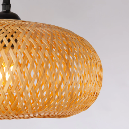 Shahin Shahr Lampe Suspendue SKD-P80122 en Rotin Style Boho-Chic Naturel