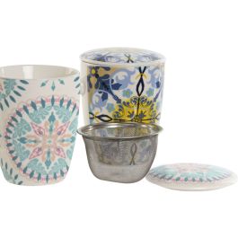 Tasse avec filtre pour infusions Home ESPRIT Bleu Blanc Turquoise méditerranéen 340 ml (2 Unités)