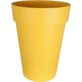 Pot de fleurs - RIVIERA - SOLEILLA Rond - Plastique - H52 x D39 cm - Jaune