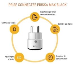 Mini prise intelligente - KONYKS - Priska Max Black FR - Wi-Fi+BT - 16A - Blanc