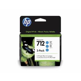 HP 712 Lot de 3 Cartouches d'encre Cyan DesignJet 29 ml pour Imprimantes HP DesignJet T210, T230, T250, T630, T650