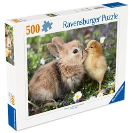 Ravensburger Puzzle 12001900 500 pièces - Lapin et poussin, Collection Bébés animaux, à partir de 12 ans