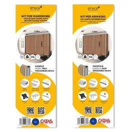 Emuca Kit de quincaillerie pour Placard 81 2 portes coulissantes à fermeture souple, profil profond, épaisseur 18mm, panneaux non inclus, Anodisé mat