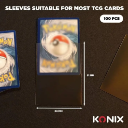 Konix - 100 Pochettes Protection Cartes Matte Sleeves 66x91 mm - Noir - Pour Magic: The Gathering, Pokémon, Lorcana, One Piece, Jeux de Cartes à Collectionner