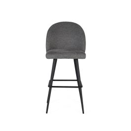 Tabouret de Bar GINER Y COLOMER Tapiza2 - Lot de 2 Tabourets Gris avec Assise Acolchada, Pieds en Acier Tubulaire Noir, Dimensions: Assise 48x43 cm, Dos 35x50 cm