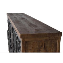 GINER Y COLOMER - Buffet en bois de manguier avec finitions en métal noir, 4 portes, dimensions : 190x95x40 cm, couleur naturel et gris