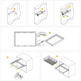 Emuca Kit tiroir en fil métallique et rack ajustable Quartz pour armoires, glissières extension totale et à fermeture douce, Module 60cm, Finition Titane