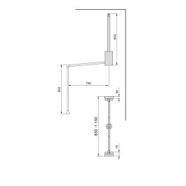 Emuca Penderie rabattable pour armoire Hang, 830 - 1150, Peint en noir, Acier et Plastique.