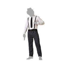 Déguisement Gangster Homme Adulte Noir - Costume Complet 4 Pièces (Pantalon, Chemise, Cravate, Bretelles) pour Fête et Carnaval - Taille XS-S