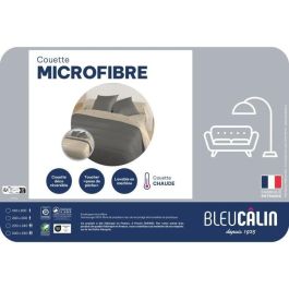 Couette microfibre - 240 x 220 cm - BLEU CALIN - Chaude - 400 g/m² - Bicolore Graphite / Chamois