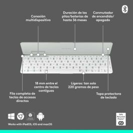 Clavier Bluetooth Logitech 920-013011 Espagnol Qwerty Gris Blanc/Gris
