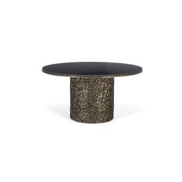 GINER Y COLOMER - Table de salon en marbre avec base métallique dorée, élégante et moderne - 87 cm de diamètre, 45 cm de hauteur, gris et doré Precio: 731.988. SKU: B1ARC6PH3M