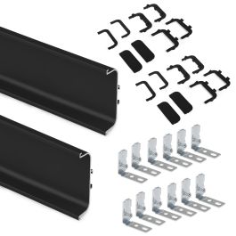 Emuca Kit de 2 profils centraux Gola pour meubles de cuisine, longueur 2,35m, avec accessoires, Aluminium, Peint en noir