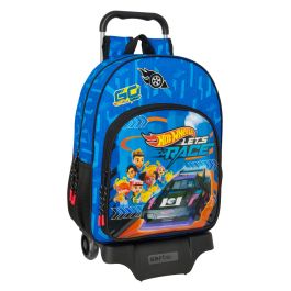 Cartable à roulettes Hot Wheels Let's race Bleu Noir 33 x 42 x 14 cm