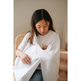 Tineo - Voile d'allaitement - Blanc - En double gaze de coton, discret et respirant pour un contact visuel avec bébé