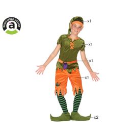 Déguisement Enfant Lutin Orange Vert - Costume Garçon Fantasy 10-12 Ans - 6 Pièces