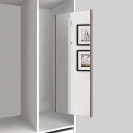 Emuca Miroir extractible pour l'intérieur de l'armoire, Peint gris pierre, Acier et Plastique et Verre