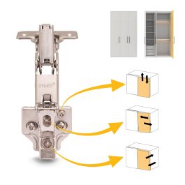 Emuca Lot de 10 charnières coudées X91 Ouverture à 165 degrés avec fermeture amortie et embases Euro, Hauteur 0, Acier, Nickelé
