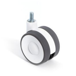 Q&Q Roue Pivotante Kroos Double Jante Ø60mm Finition Blanche Sans Frein