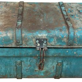 Valise décorative Alexandra House Living Bleu Fer Style artisanal 34 x 23 x 64 cm