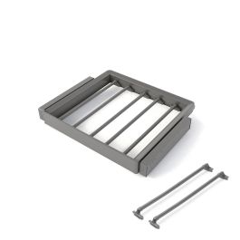 Emuca Kit de porte-pantalon à 7tringles et rack ajustable Quartz pour armoires, glissières extension totale et à fermeture douce, Module 60cm, Finition Titane