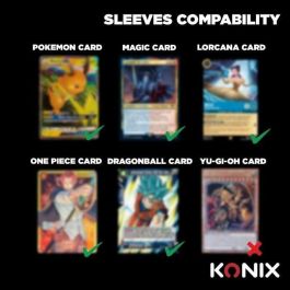 Konix Fundas Premium pour cartes - 100 pochettes - Compatible Magic The Gathering et Pokémon - Transparente