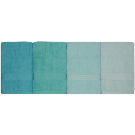 Ensemble de 4 serviettes de bain en coton 100% - Vert menthe - 70 x 140 cm