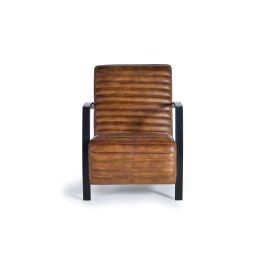 GINER Y COLOMER Fauteuil Style Industriel en Cuir Naturel Marron avec Structure Métal Noir - Dimensions 75x82x82 cm Precio: 575.988. SKU: B1JEK3PV4X