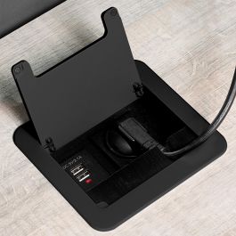 Emuca Multiconnecteur Atom 14 pour bureau, EU, Peint en noir, Acier et Plastique et Aluminium.
